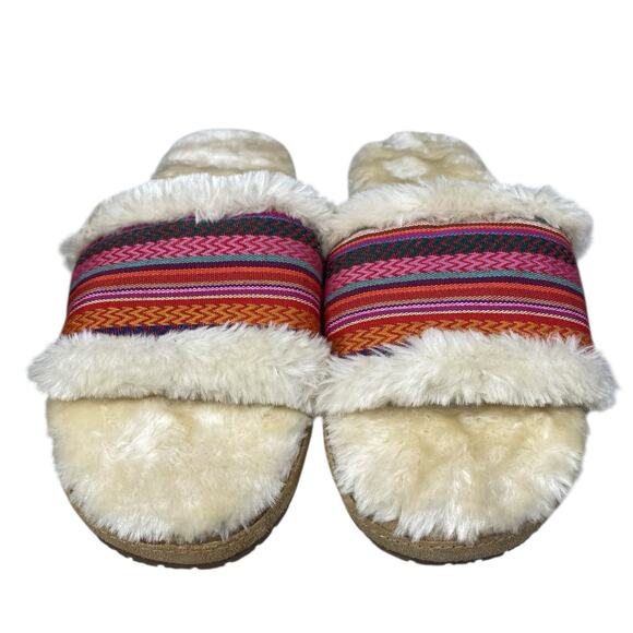 Minnetonka Women’s London Red Faux Fur Slide Slipper Size US 10 - Picture 7 of 10